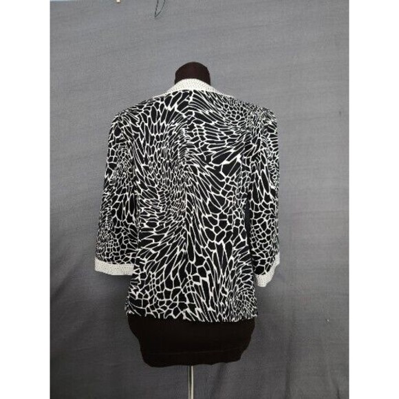 Chicos‎ Black & White Abstract Floral Print Jacket Button Cotton Cardigan Sz 0 S - Picture 3 of 10